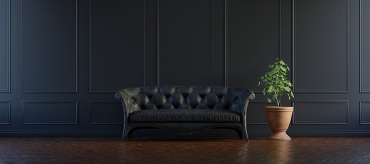 Vintage living room with sofa and plant