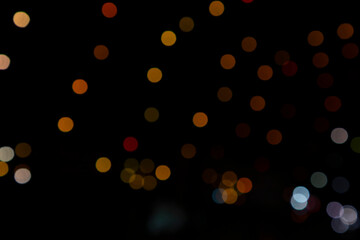 Colorful Defocus Abstract bokeh light effects on the night black background texture