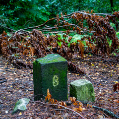 Old borderstone between Belgium and Germany in Moresnet, Belgium
