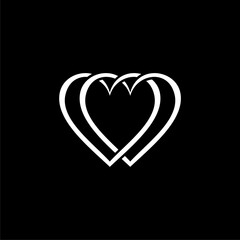 Two hearts icon isolated on dark background