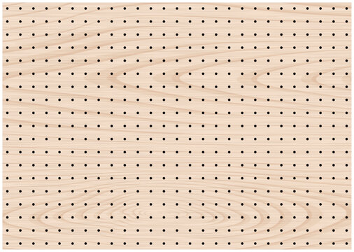 有孔ボード　等間隔の穴の開いた木の板　壁紙　背景