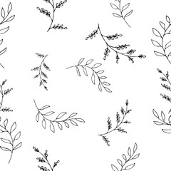 Print. VeVector seamless pattern of grass and flowers 