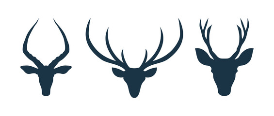 Deer head With Big horn illustration vector, Deer Logo, Deer icon
