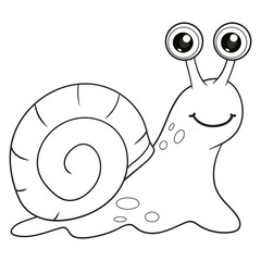 coloring pages or books for kids. cute snail cartoon. black and white