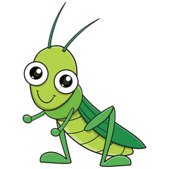 vector illustration of cute grasshopper cartoon