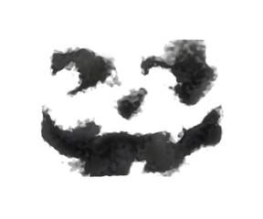 Halloween black smoke clouds with smile ghost face shape. 3d elements with transparent background.
