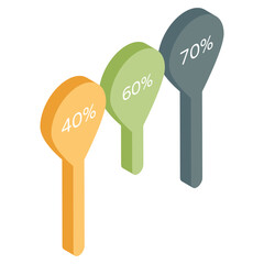 An isometric design, icon of percentage chart