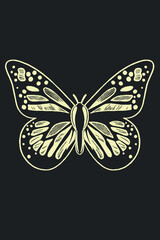 Vector illustration, hand-drawn butterflies. Abstract mystical sign.Sky patterns in the style of old engravings. Vector set of sacred geometric and natural symbols on a black background. Abstract coll