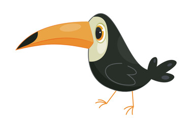 African bird concept. Black animal with large beak. Tropic and exotic, wild life. Graphic element for website, sticker for social networks and instant messengers. Cartoon flat vector illustration