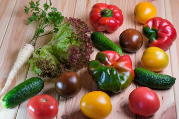 Vegetable layout with tomatoes
