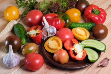 Vegetable layout with tomatoes