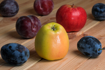 Fruit layout on a wooden table