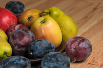 Fruit layout on a wooden table