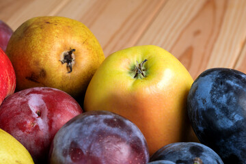Fruit layout on a wooden table