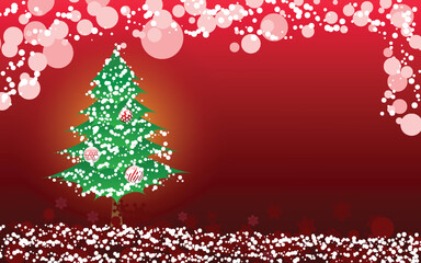 christmas background with tree and snowflakes