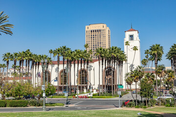 view to Union Station in Los Angeles, the most important train Station in California