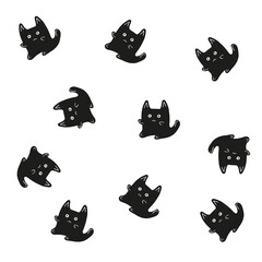 Witch Magic, Mystical and Astrology objects symbols Minimalistic objects Vector illustrations with cats in different poses