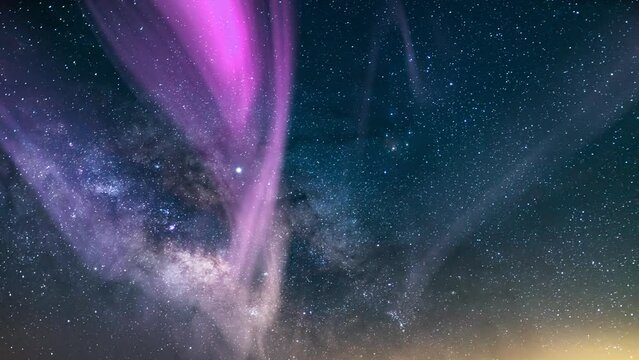 Aurora Purple and Milky Way Galaxy Loop 35mm