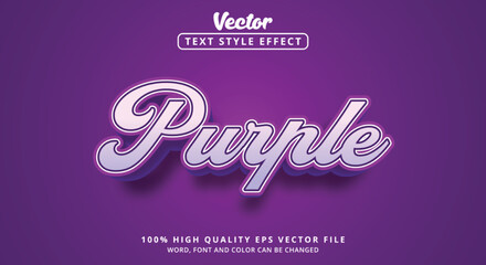 Editable text effect, Purple text with color purple with modern style and layered style