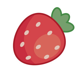 Baby strawberry icon. Juicy whole red berry. Healthy eating and balanced diet, natural product. Poster or banner for website, graphic element for printing on fabric. Cartoon flat vector illustration