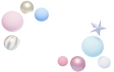 3D素材_かわいいオーナメント_パステルカラー