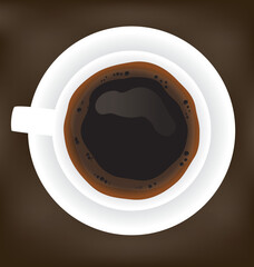 Cup of black coffee on a grey