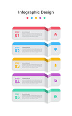 Five Steps Colorful abstract business infographic template