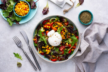 Burrata cheese with vegetable salad