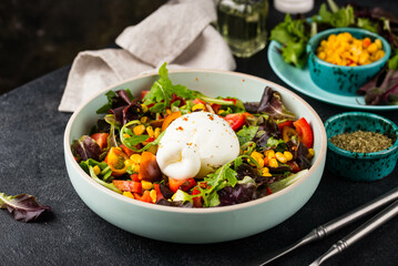 Burrata cheese with vegetable salad