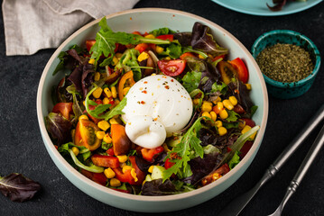 Burrata cheese with vegetable salad
