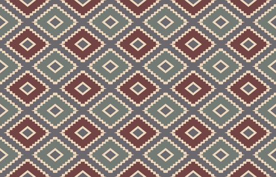 seamless image. Ethnic abstract ikat art. Seamless pattern in tribal, folk embroidery, and Mexican style. Aztec geometric art ornament print.Design for carpet, wallpaper, clothing, wrapping, fabric,