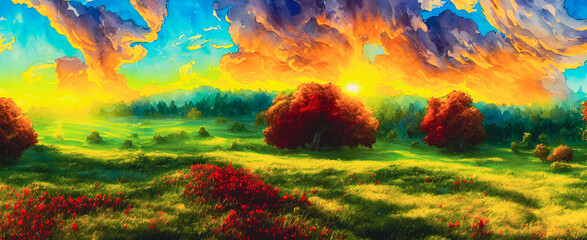 Fototapeta na wymiar Artistic concept painting of a magical forest , background illustration.