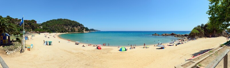 Scenic panoramic view of Santa Cristina beach, Catalonia, Spain.