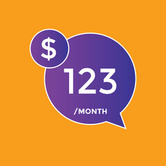123 dollar price tag. Price $123 USD dollar only Sticker sale promotion Design. shop now button for Business or shopping promotion
