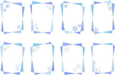 冬の雪結晶と幾何学模様スクエアフレームセット2