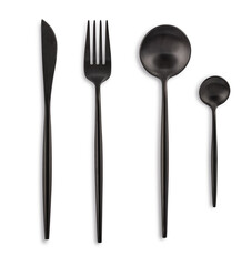 Black coloured cutlery set