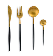 Golden coloured cutlery set