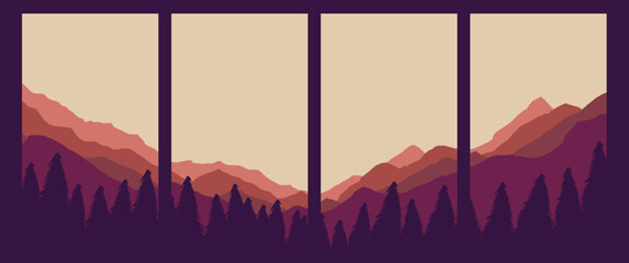 Mountain scenery vector illustration perfect for background, desktop background, wallpaper, card, banner.