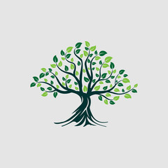 Obraz premium Roots Of Tree logo illustration. Vector silhouette of a tree.