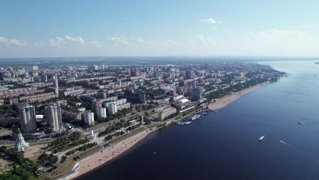 Samara, Russia - July 08 2022: River and city