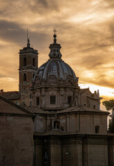 Fototapeta na wymiar Church in Rome at sunset