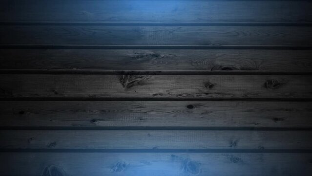 Grunge wooden planks with blue neon illumination abstract background. Seamless looping motion design. Video animation Ultra HD 4K 3840x2160