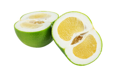 Citrus Sweetie or Pomelit, oroblanco isolated on white background close-up.