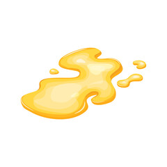 Yellow puddle oil, liquid gold, honey spill. Juice drop isolated in cartoon. Vector illustration