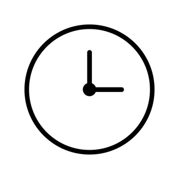 Round clock, white transparent clock face circle arrow icon - Vector