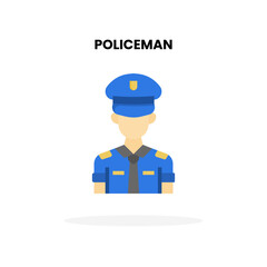 Policeman flat icon. Vector illustration on white background.