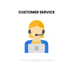 Customer Service flat icon. Vector illustration on white background.