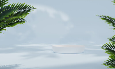 Natural beauty podium backdrop for product display with dreamy sky background. Romantic 3d scene. 3d rendering.