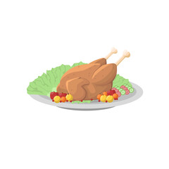 Roasted Chicken Turkey Grilled Meat for ThanksGiving or Christmas Day isolated on white Background