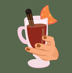 Autumn hot drinks collection. Hot chocolate, pumpkin spice coffee, cocoa with whipped cream and marshmallows, tea. Autumn holidays banner design. Vector illustration